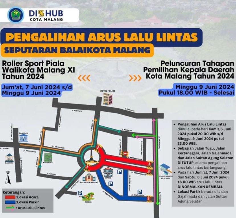 Lalin Sekitar Balai Kota Malang Dialihkan Hari Ini dan Besok, Awas Terjebak Macet 1 sekarangaja