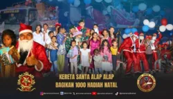 Suka Cita Natal di Perbatasan, Satgas Pamtas Yonarhanud 2 Kostrad Hadirkan Kereta Santa Keliling Bagi Hadiah 7 sekarangaja